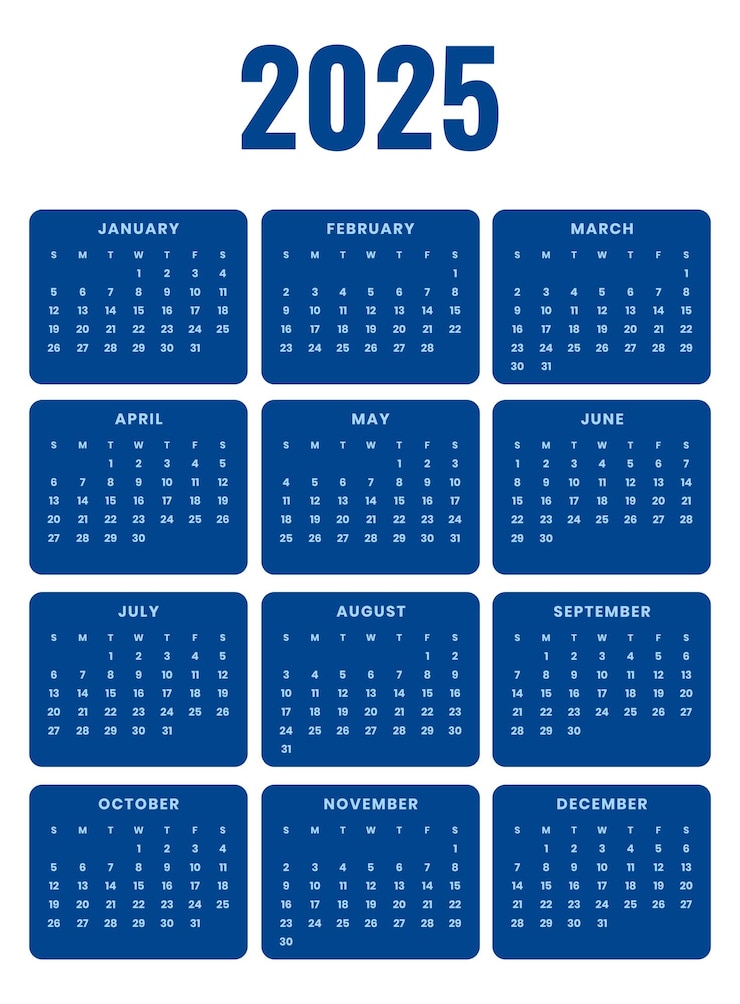 Vector gratuito plantilla de calendario 2025 para eventos y negocios del año nuevo