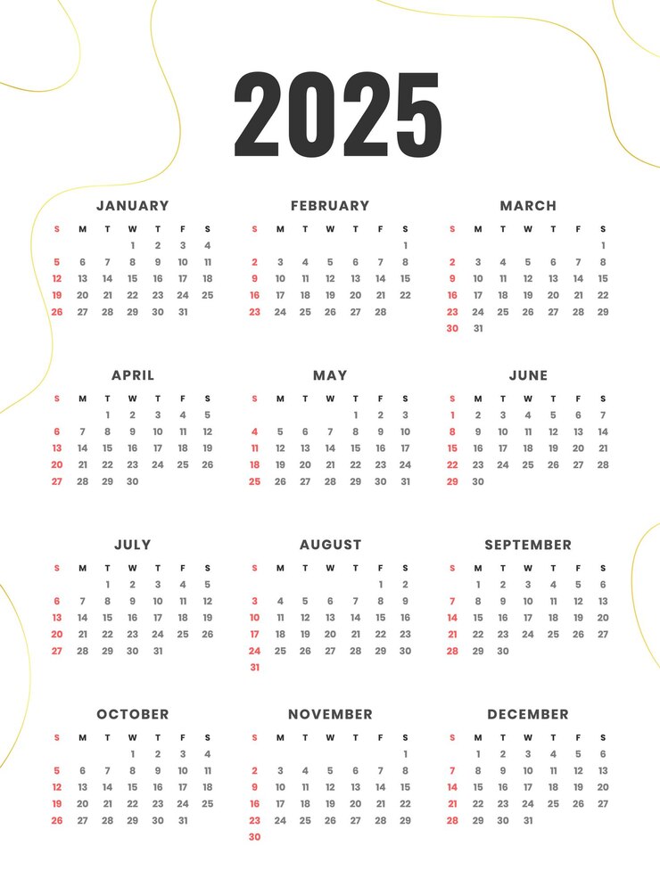 Vector gratuito plantilla de calendario 2025 para eventos y negocios del año nuevo