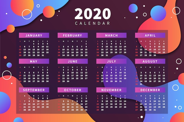 Plantilla de calendario abstracto 2020