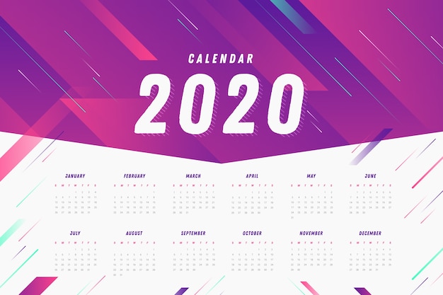 Vector gratuito plantilla de calendario abstracto 2020
