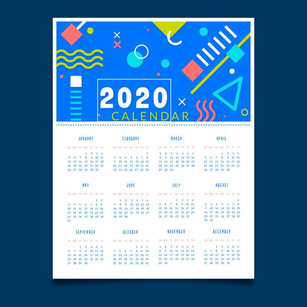 Plantilla de calendario abstracto 2020
