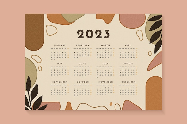 Vector gratuito plantilla de calendario anual 2023 dibujada a mano