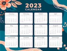 Vector gratuito plantilla de calendario anual dibujada a mano