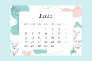 Vector gratuito plantilla de calendario anual dibujada a mano