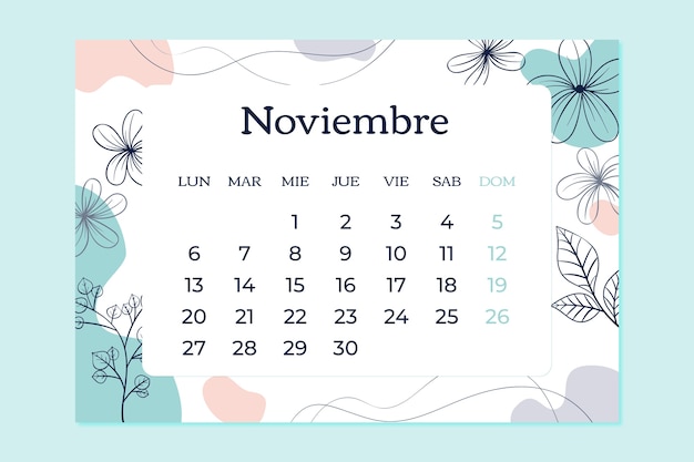 Vector gratuito plantilla de calendario anual dibujada a mano