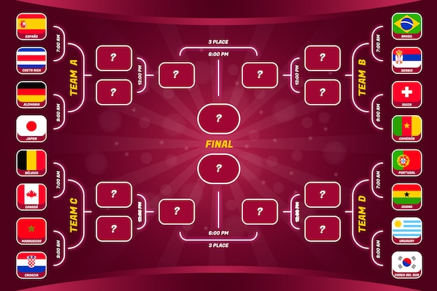 Vector gratuito plantilla de calendario del campeonato mundial de fútbol degradado