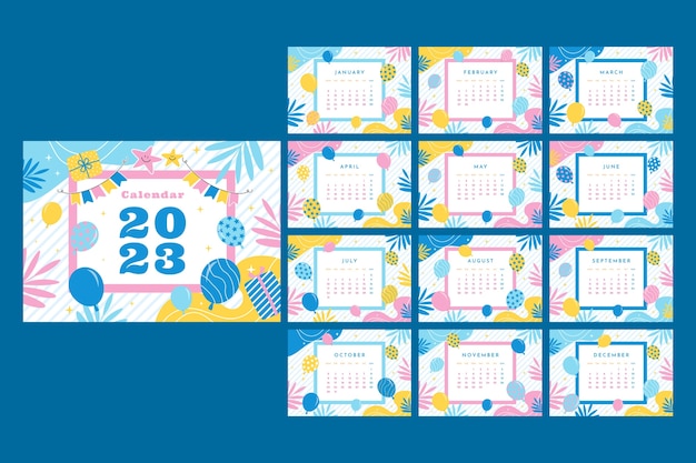 Vector gratuito plantilla de calendario de cumpleaños dibujada a mano