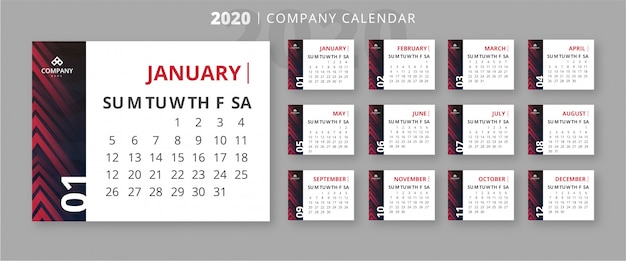 Plantilla de calendario empresarial 2020 moderno