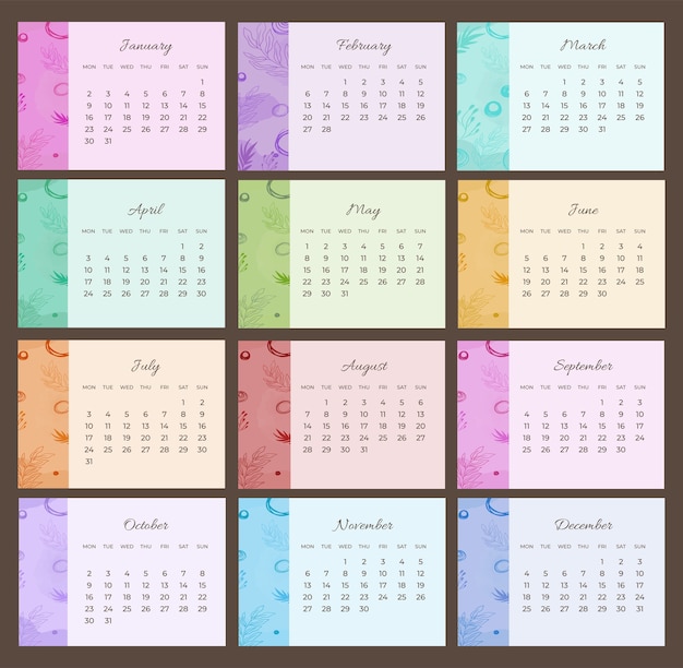 Plantilla de calendario de escritorio 2023 dibujada a mano