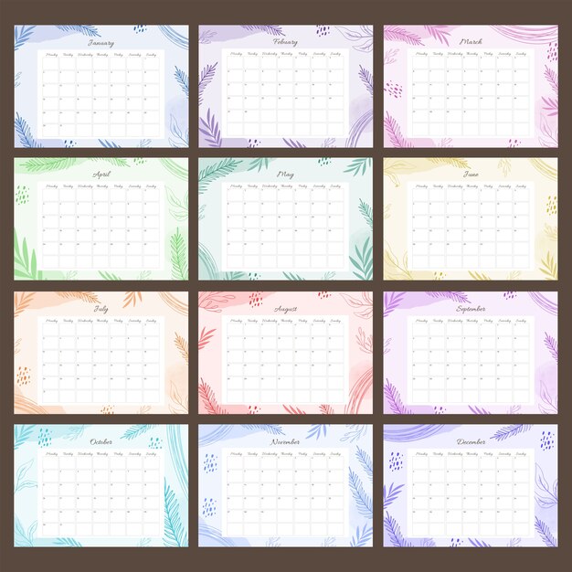 Plantilla de calendario de escritorio 2023 dibujada a mano