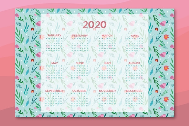 Plantilla de calendario floral