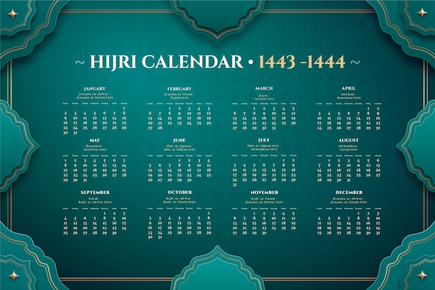 Plantilla de calendario islámico realista