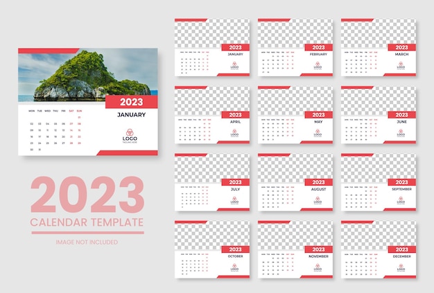 Vector gratuito plantilla de calendario limpio de año nuevo 2023