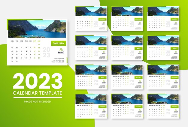 plantilla de calendario limpio de año nuevo 2023