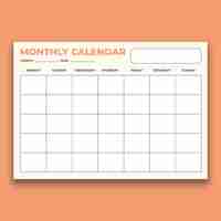 Vector gratuito plantilla de calendario mensual en blanco simple