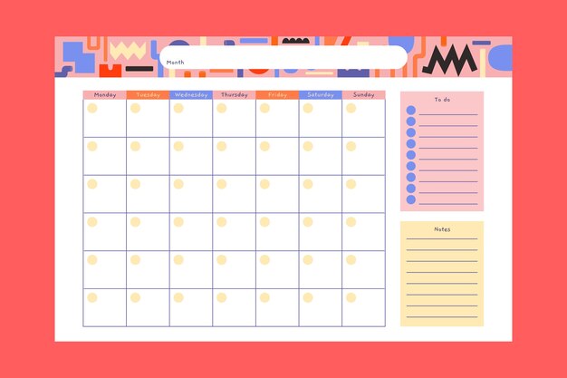 Plantilla de calendario mensual plano 2023