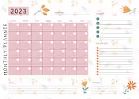 Vector gratuito plantilla de calendario mensual plano 2023