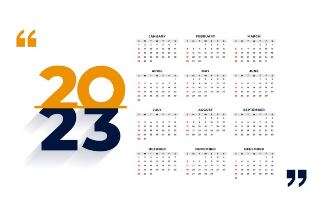 plantilla de calendario de oficina 2023 para papelería comercial