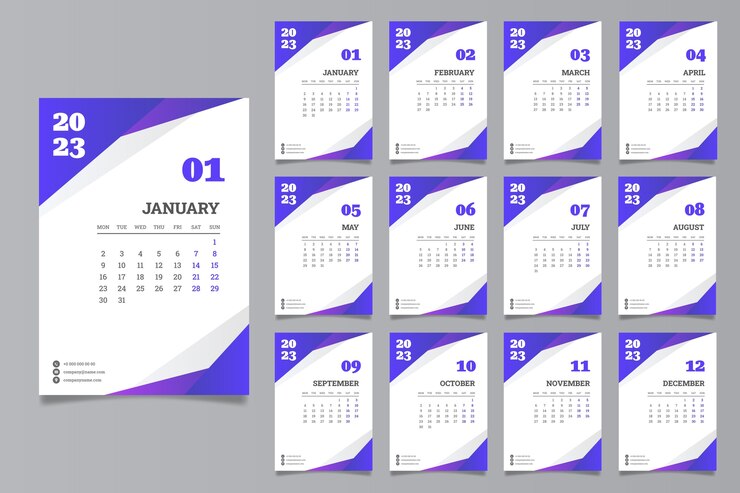 Vector gratuito plantilla de calendario de pared degradado 2023
