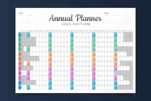 Vector gratuito plantilla de calendario de planificador de pared anual degradado 2023