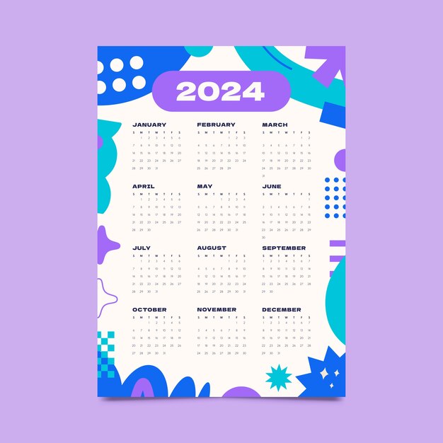 Plantilla de calendario plano 2024