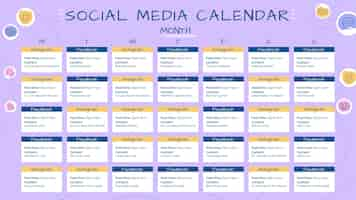 Vector gratuito plantilla de calendario de redes sociales creativo dibujado a mano