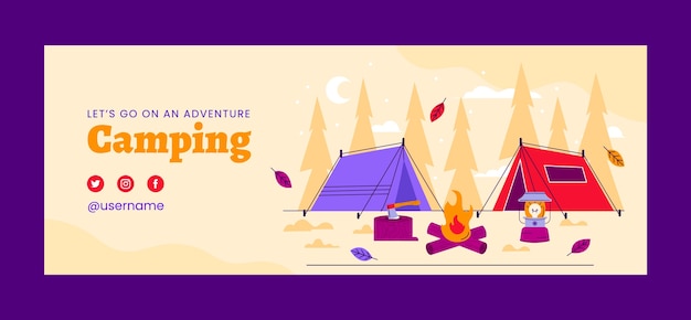 Vector gratuito plantilla de camping dibujada a mano