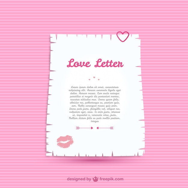 Vector gratuito plantilla de carta de amor