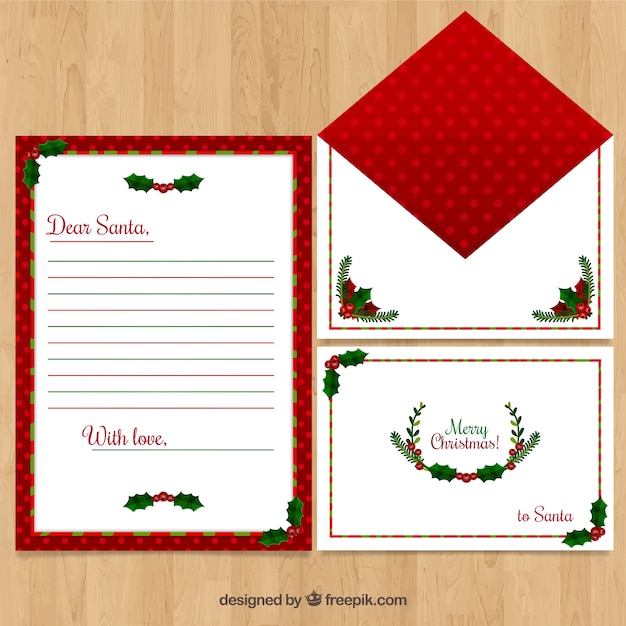 Plantilla de carta con decoraciones típicas de navidad