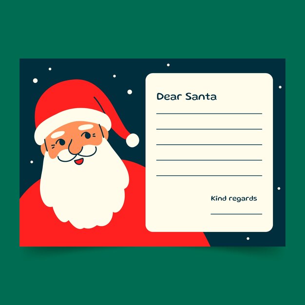 Plantilla de carta de deseos de santa dibujada a mano