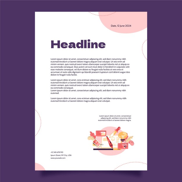 Plantilla de carta de diseñador gráfico dibujada a mano