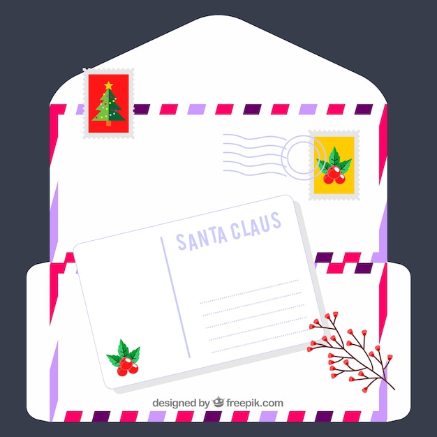 Plantilla de carta de navidad con sellos