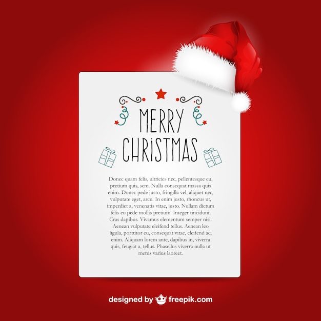 Vector gratuito plantilla de carta de navidad con sombrero de santa claus