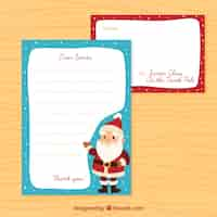 Vector gratuito plantilla de carta navideña de bonito santa claus