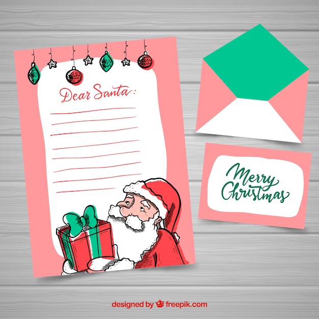Vector gratuito plantilla de carta navideña de santa claus