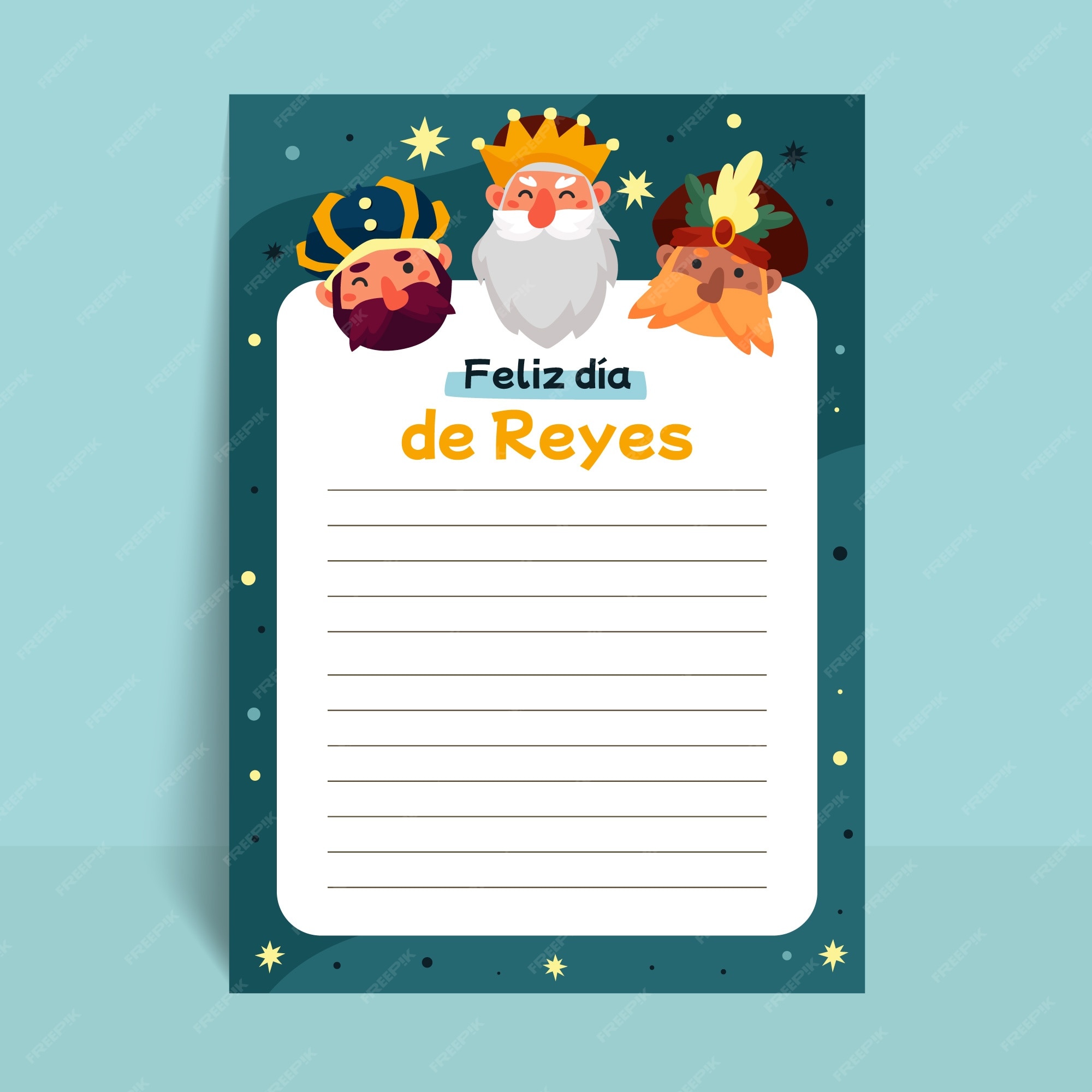 Fondo Carta Reyes Magos Plantilla de carta de reyes magos plana | Vector Gratis