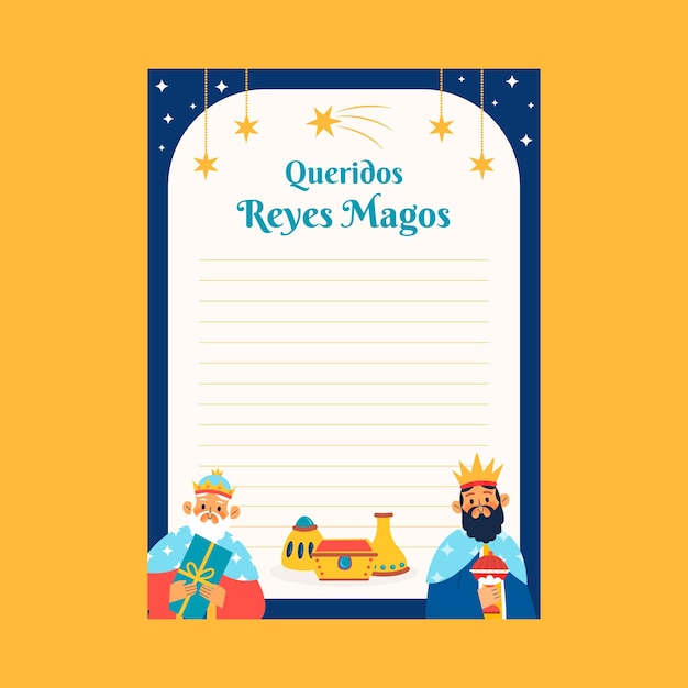 Plantilla de carta de reyes magos plana