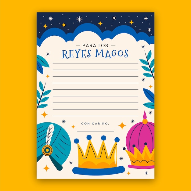 Plantilla de carta de reyes magos plana