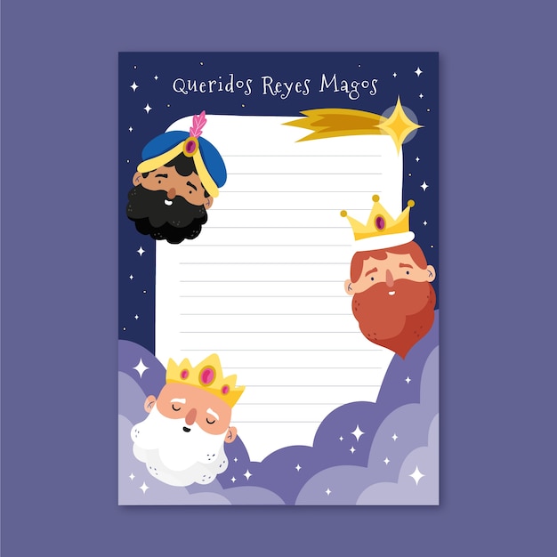 Plantilla de carta de reyes magos plana