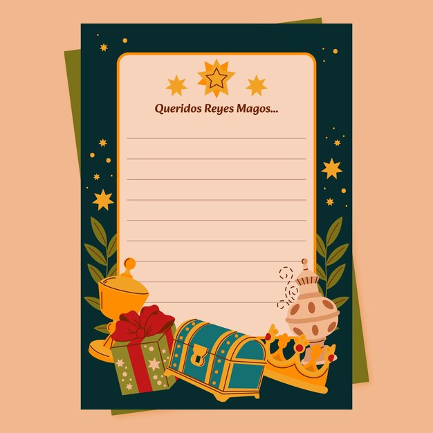 Plantilla de carta de los reyes magos planos