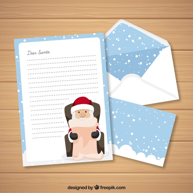 Plantilla de una carta para santa dibujada a mano