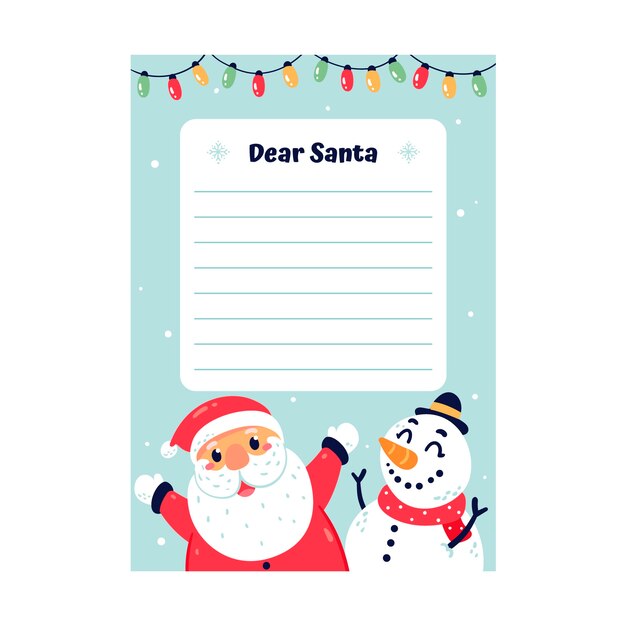 Plantilla de carta de santa dibujada a mano
