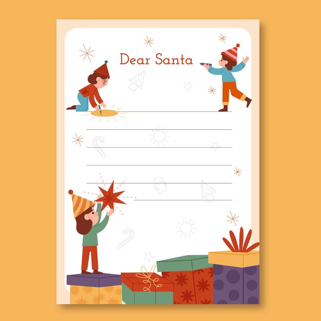 Plantilla de carta de santa dibujada a mano