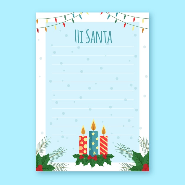 Vector gratuito plantilla de carta de santa dibujada a mano