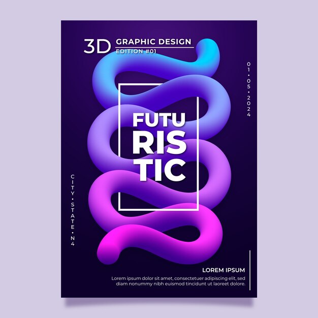 Plantilla de cartel abstracto 3d realista