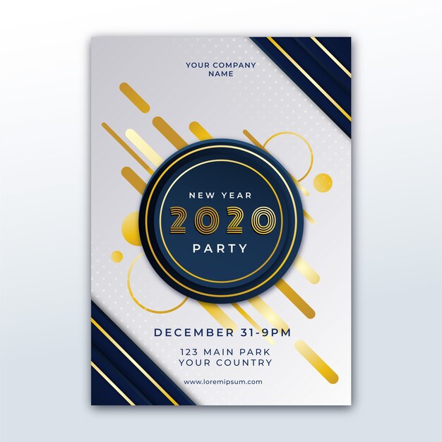 Plantilla de cartel abstracto fiesta año nuevo 2020