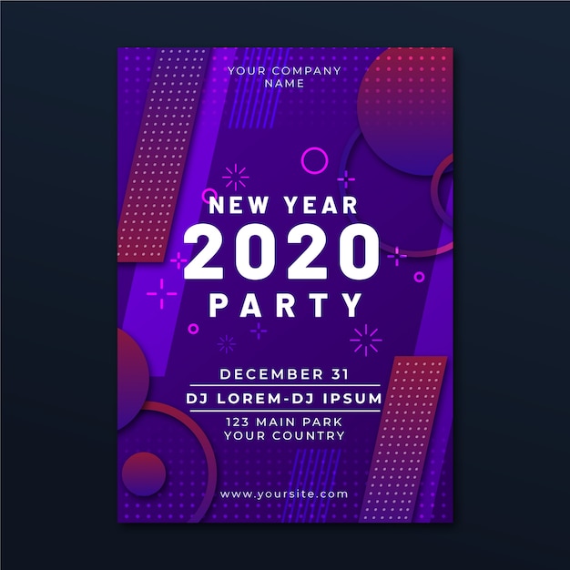Plantilla de cartel abstracto fiesta año nuevo 2020