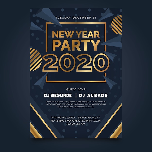 Plantilla de cartel abstracto fiesta año nuevo 2020