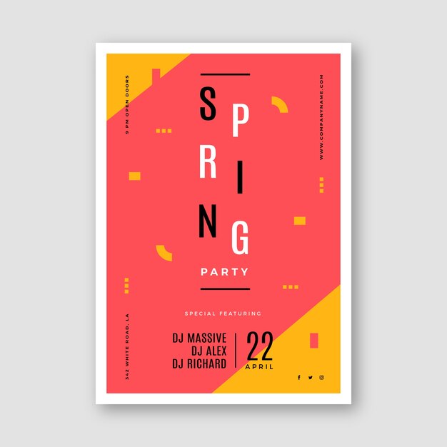 Plantilla de cartel abstracto fiesta de primavera