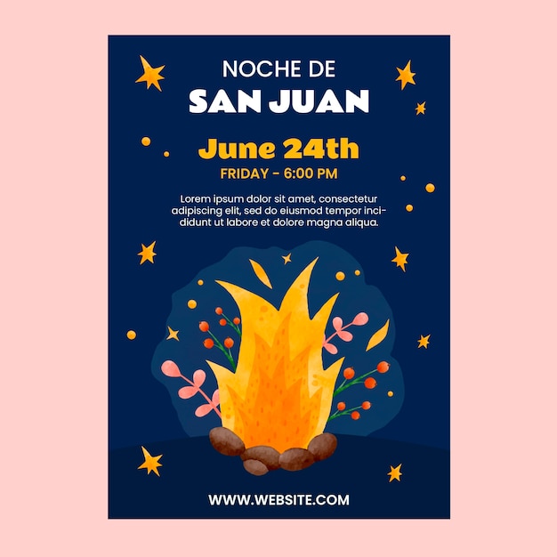 Plantilla de cartel de acuarela de san juan